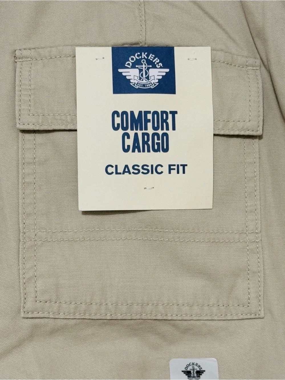 Dockers Comfort Cargo Pants Khaki Classic Fit Stretch Cotton Canvas Size 44x32